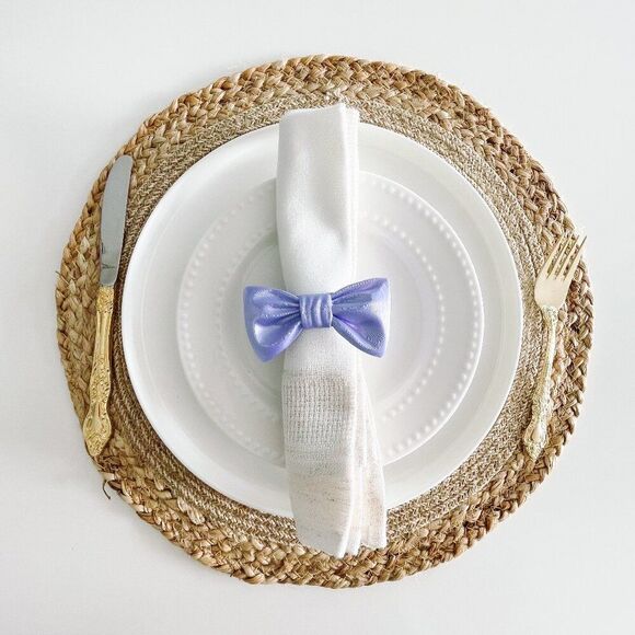 Stylish Bow Napkin Rings – Lavender Satin Handmade - Wedding Party Event Planner - Picture 1 of 12